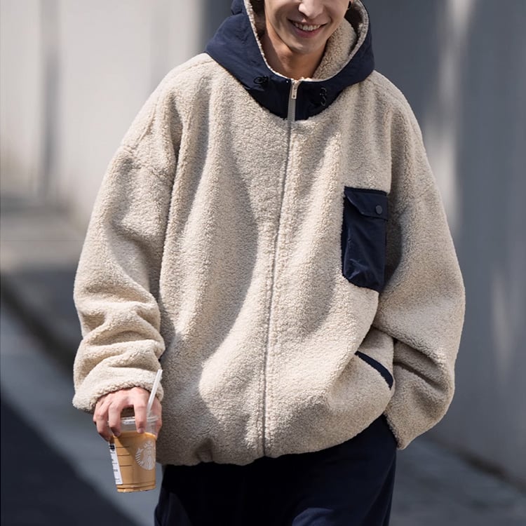 ★PATCHWORK HOODED CARDIGAN JACKET　　　A0839