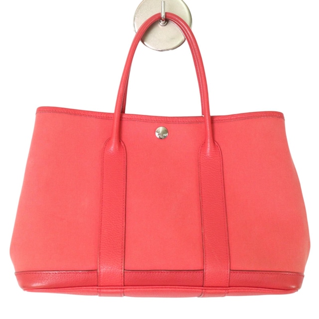 【最終処分SALE】HERMES エルメス キャンバス ハンドバッグ ピンク A-7548