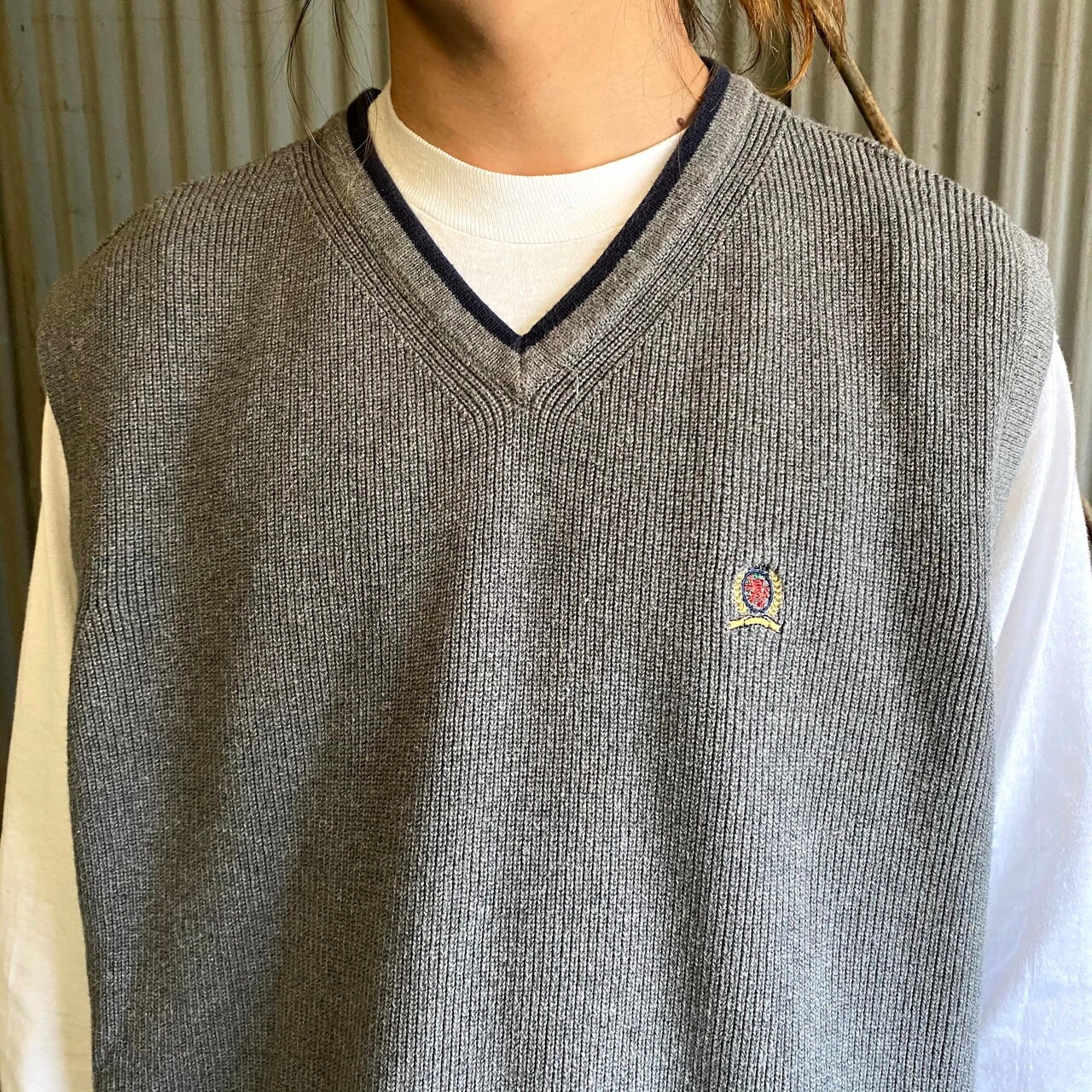 TOMMY HILFIGER トミーヒルフィガー コットンニットベスト メンズL 