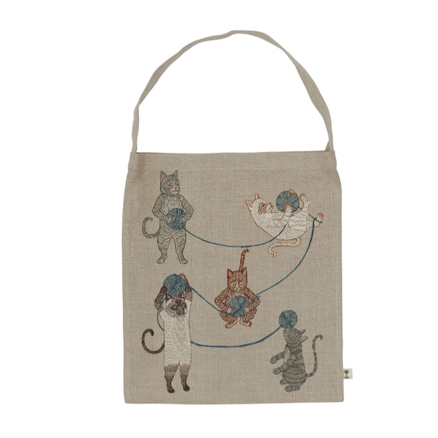 CORAL&TUSK [Playful Cats Tote] 毛糸玉で遊ぶネコたちトートバッグ (コーラル・アンド・タスク)