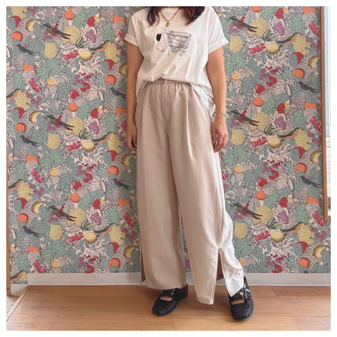 【CLOCHE】裾ジップワイドパンツ