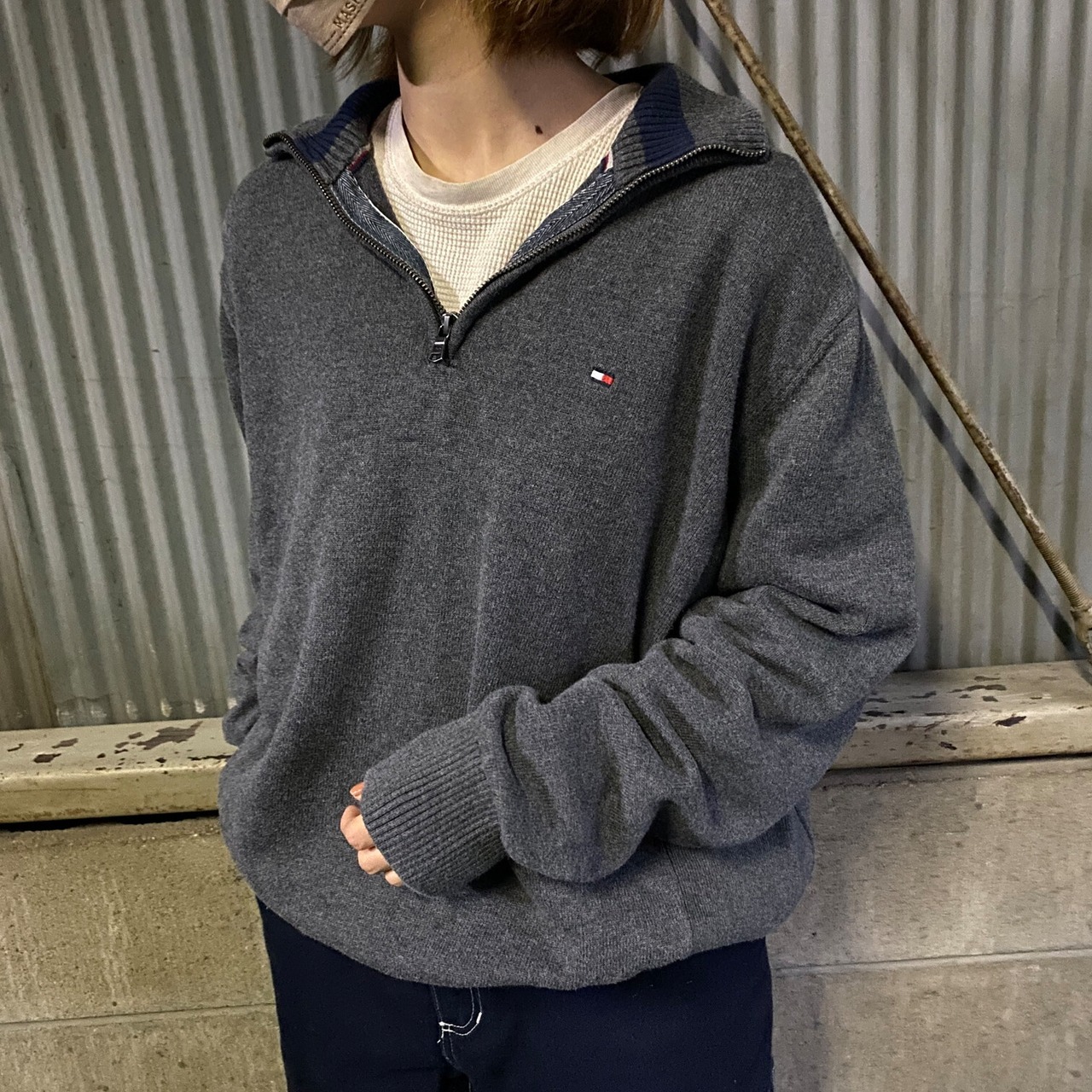 TOMMY HILFIGER トミーヒルフィガー ハーフジップ コットンニット 