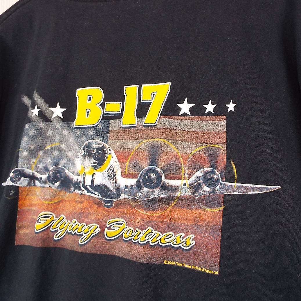 XLサイズ｜00's GILDAN PIMA AIR＆SPACE MUSEUM B-17 Flying Fortress 爆撃機 国立航空宇宙博物館  両面プリント 半袖Tシャツ ブラック コットン100% US古着【湘南倉庫】メンズTシャツ