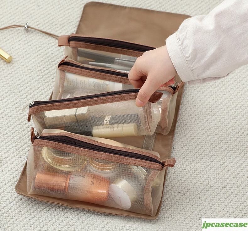 巻き型コスメポーチ メイクボックス 大容量 多機能 仕切り 7色
