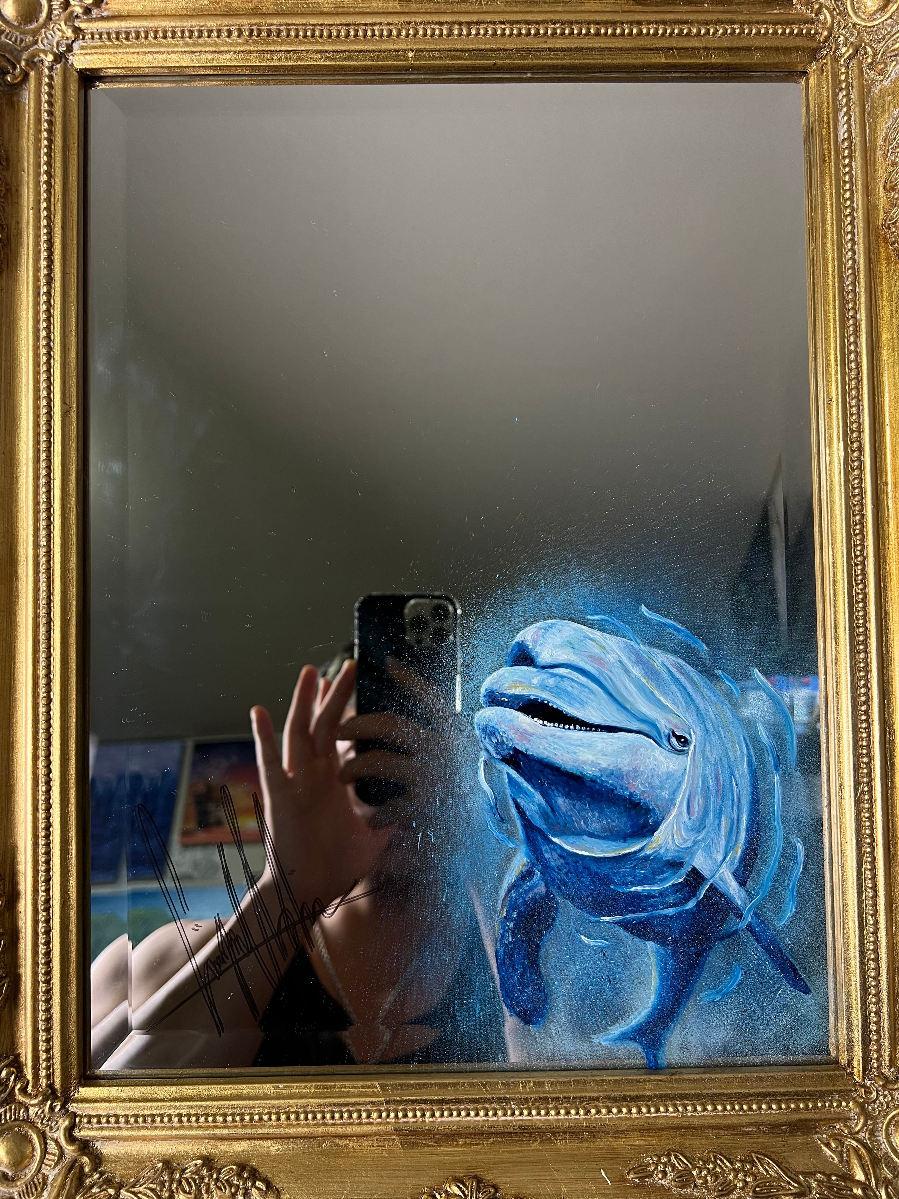 鏡の海から出てきたイルカ | ペイント聖矢アートショップ