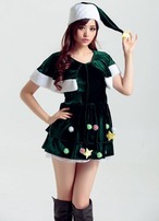 予約 コスプレ服 クリスマスツリー風ワンピース クリスマス 仮装 衣装 サンタ風 ツリー デザイン かわいい 赤 緑 パーティー イベント 撮影用 コスチューム 女性用 おしゃれ サンタ帽子付き グリーン 個性的　ch1029