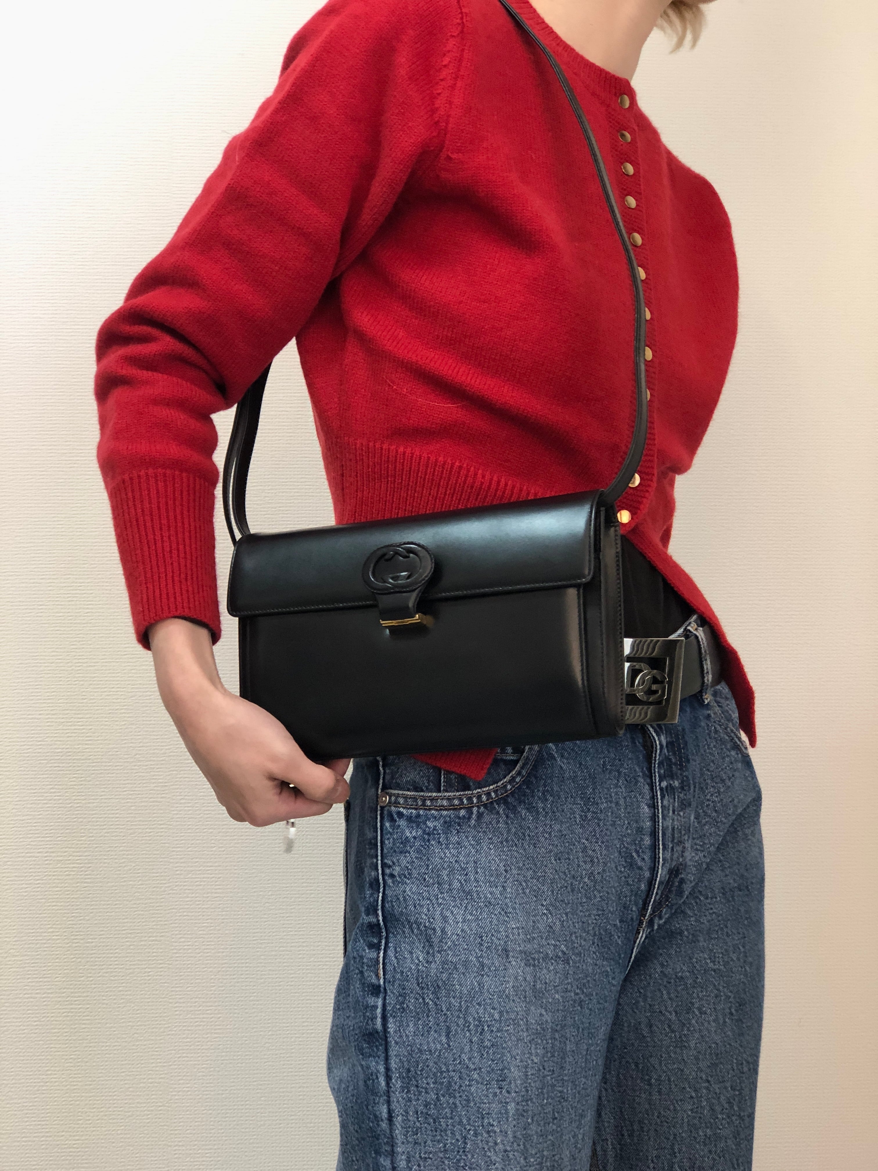 GUCCI ビジネスバッグ ショルダーバッグ 2way ロゴ入り ブラック 本革 GUCCI ビジネスバッグ ショルダーバッグ 2way ロゴ入り ブラック 本革