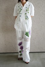 lace open collar shirt blue chamomile