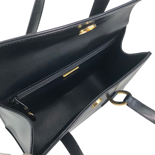 Christian Dior クリスチャン ディオール トートバッグ ブラック ロゴ オーバル レザー vintage ヴィンテージ オールド ye2nnm