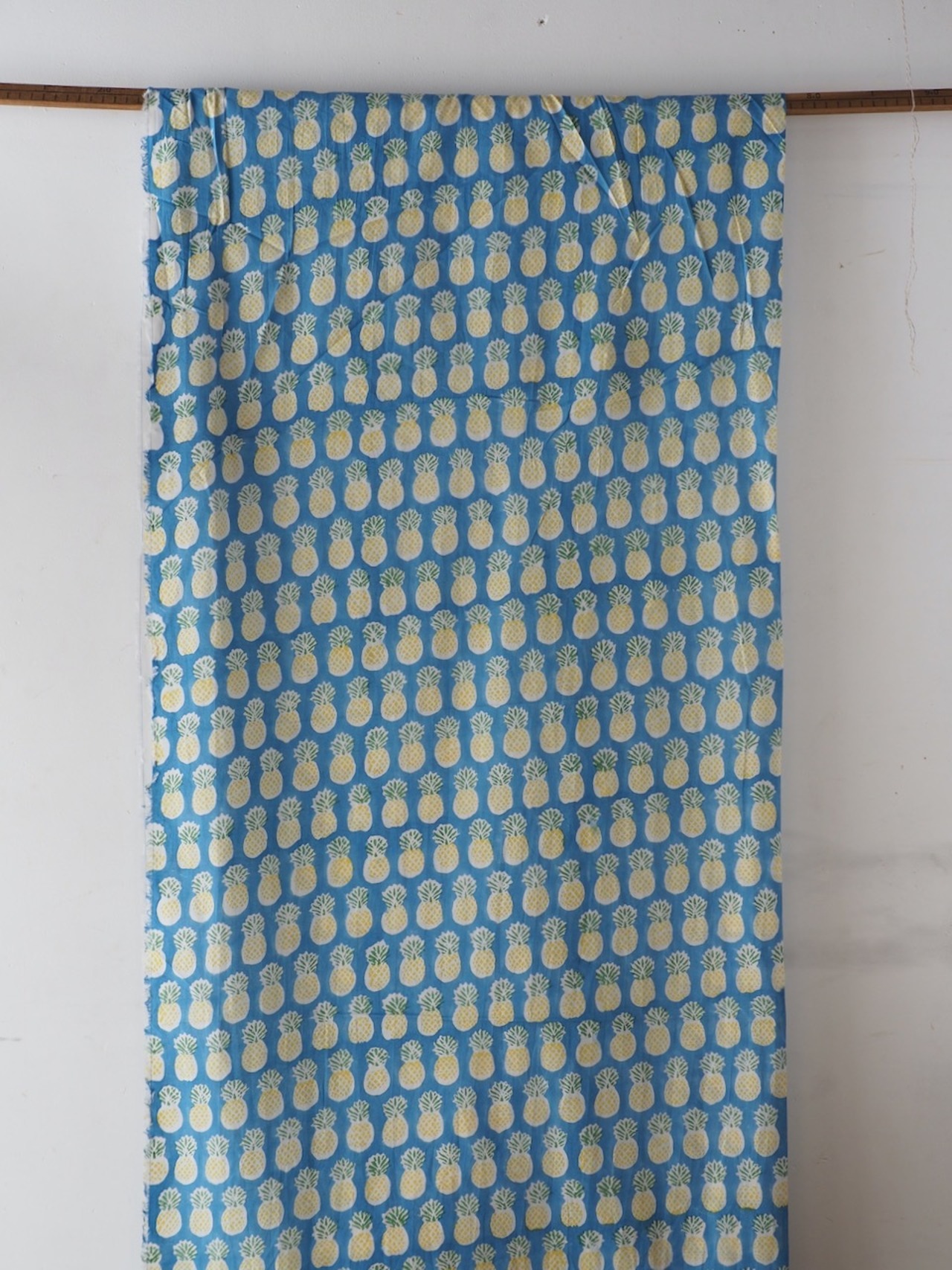 block print fabric d13 パイナップル blue