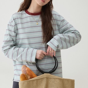 striped relaxed long sleeve top