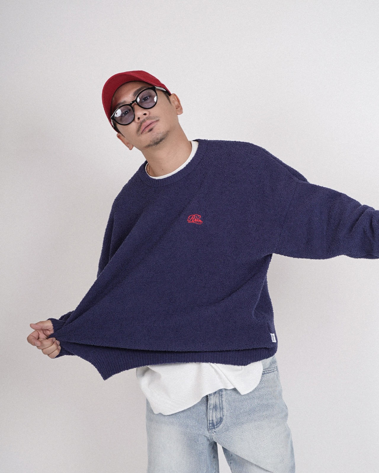 【#Re:room】CACTUS HEART APPLIQUE MALL KNIT［REK164］