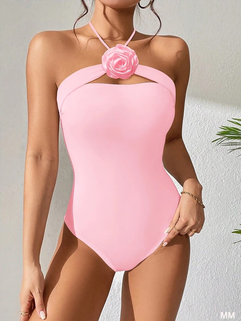 mizuasobi モノキニ ピンク Thin border Swimsuit