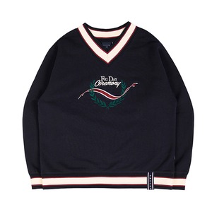 [ROMANTIC CROWN] FRIDAY V NECK CREW NECK_NAVY 正規品 韓国 ブランド トレーナー bz20020203