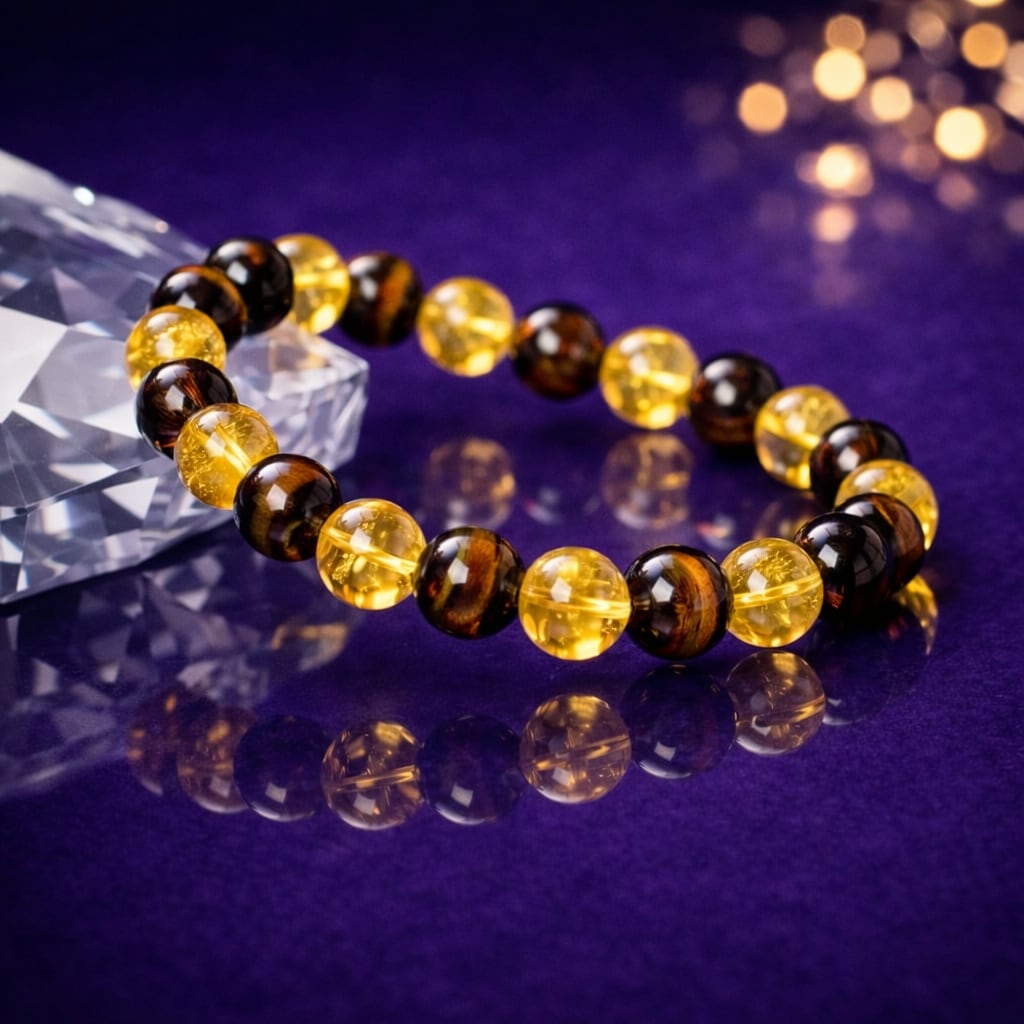【お一人1回までお試し価格】タイガーアイとシトリンのブレスレット