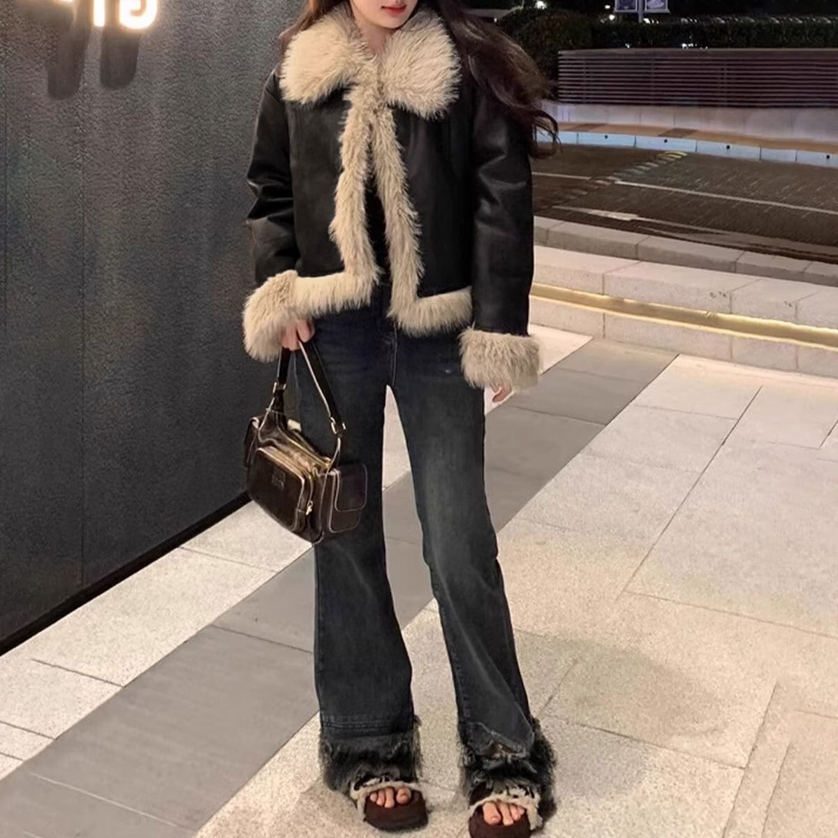 ムートン ジャケット ファー スエード レディース 長袖 秋冬 韓国 アウター 防寒 保温 暖かい おしゃれ 大人 カジュアル 通勤 通学 ショート丈 フェイクムートン ブルゾン 大人可愛い 大人女子