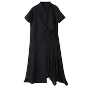 アシンメトリー プリーツ シャツワンピース  30157