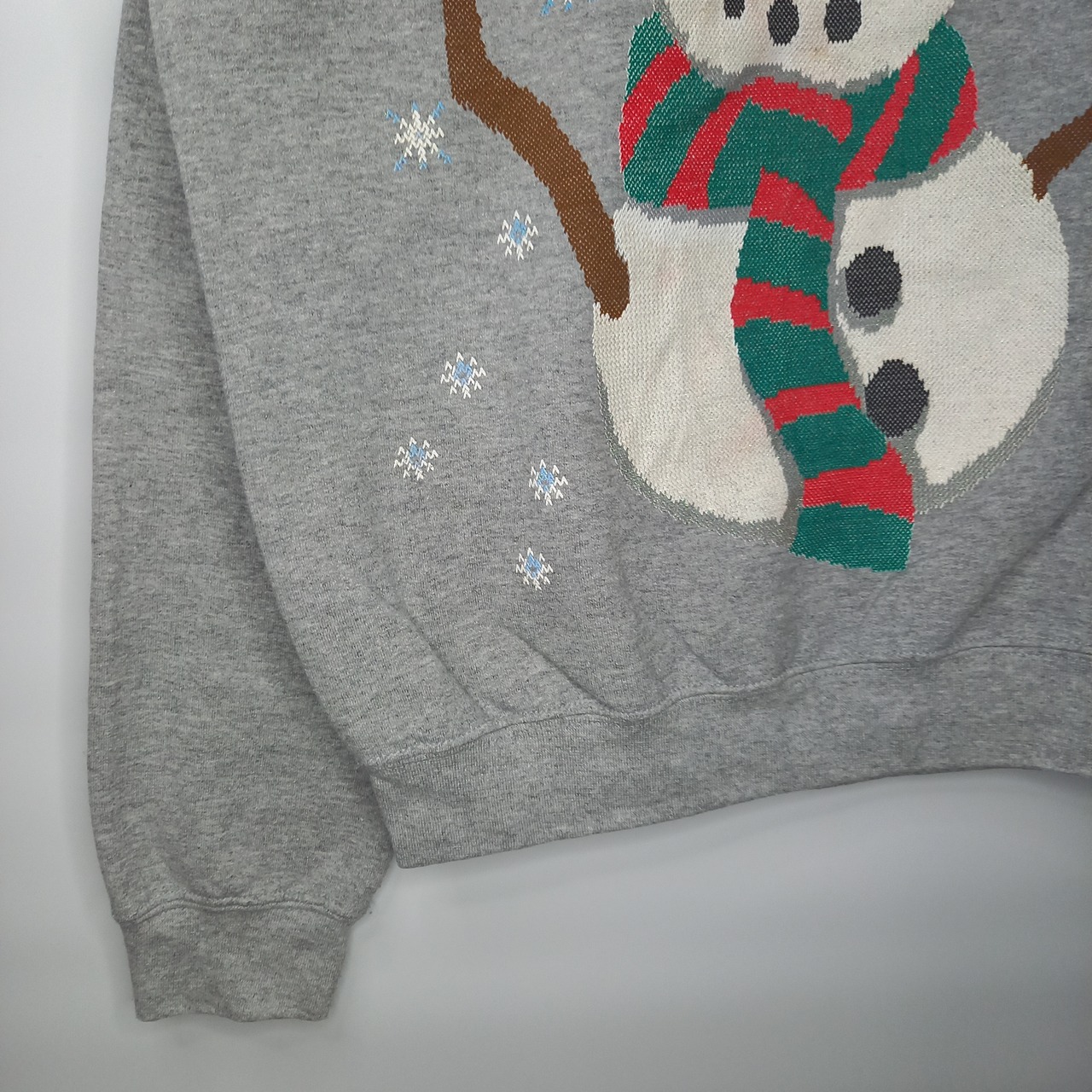 ギルダン　クルーネック　スウェット　トレーナー　ビッグプリント　グレー　S