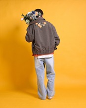 【#Re:room】ORANGE FLOWER EMBROIDERY STRIPE JACKET［REJ146］