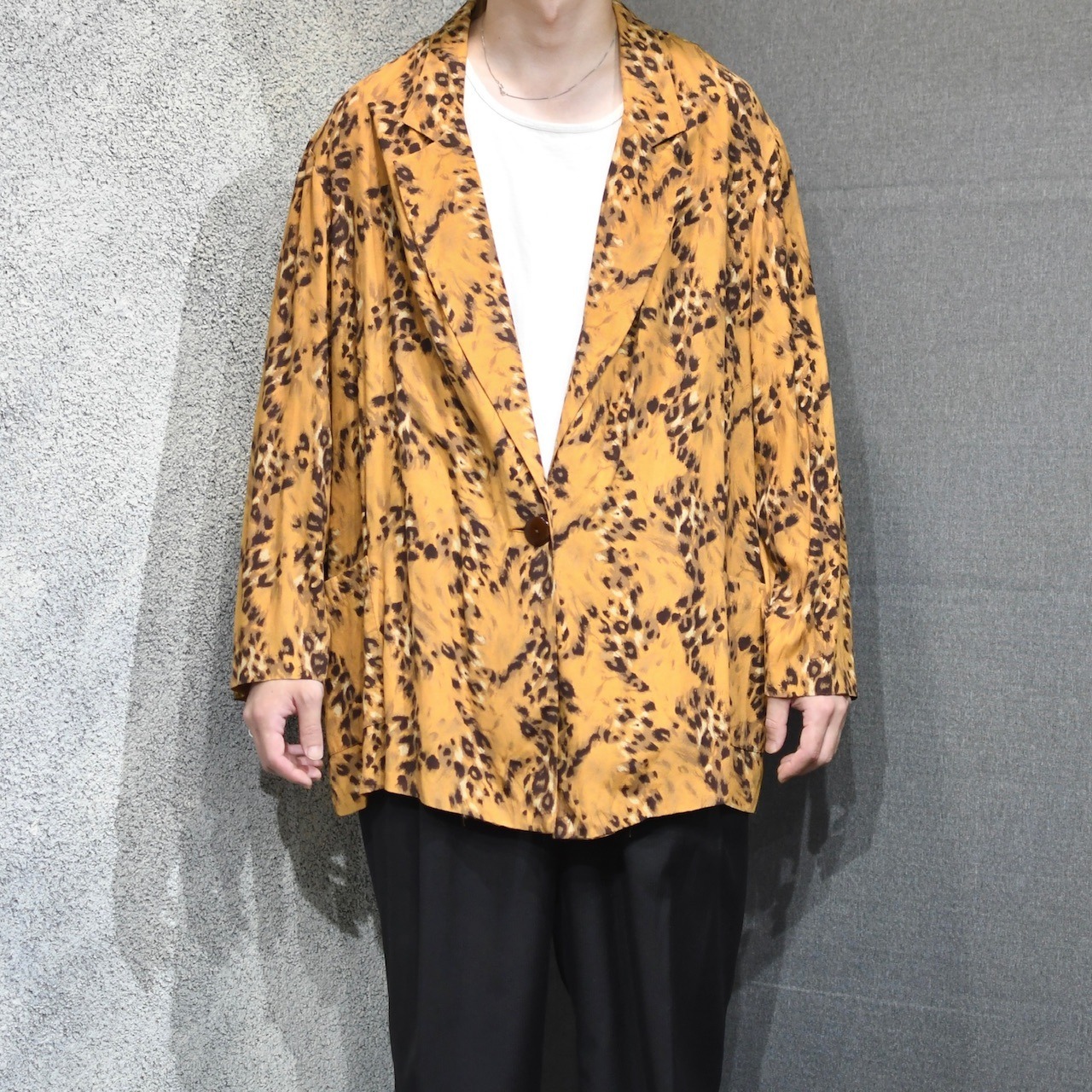leopard pattern rayon easy tailored jacket