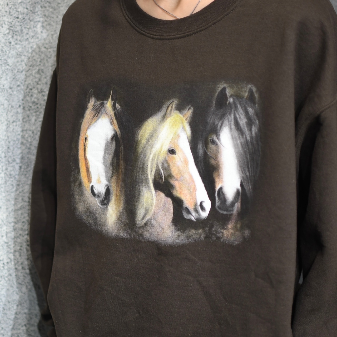 horse print sweat brown