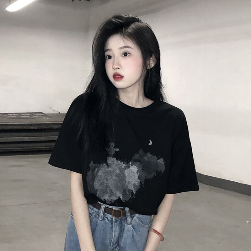 ブラックTシャツ サマールーズスタイル かわいい 夏物 スーパーモール43922612945