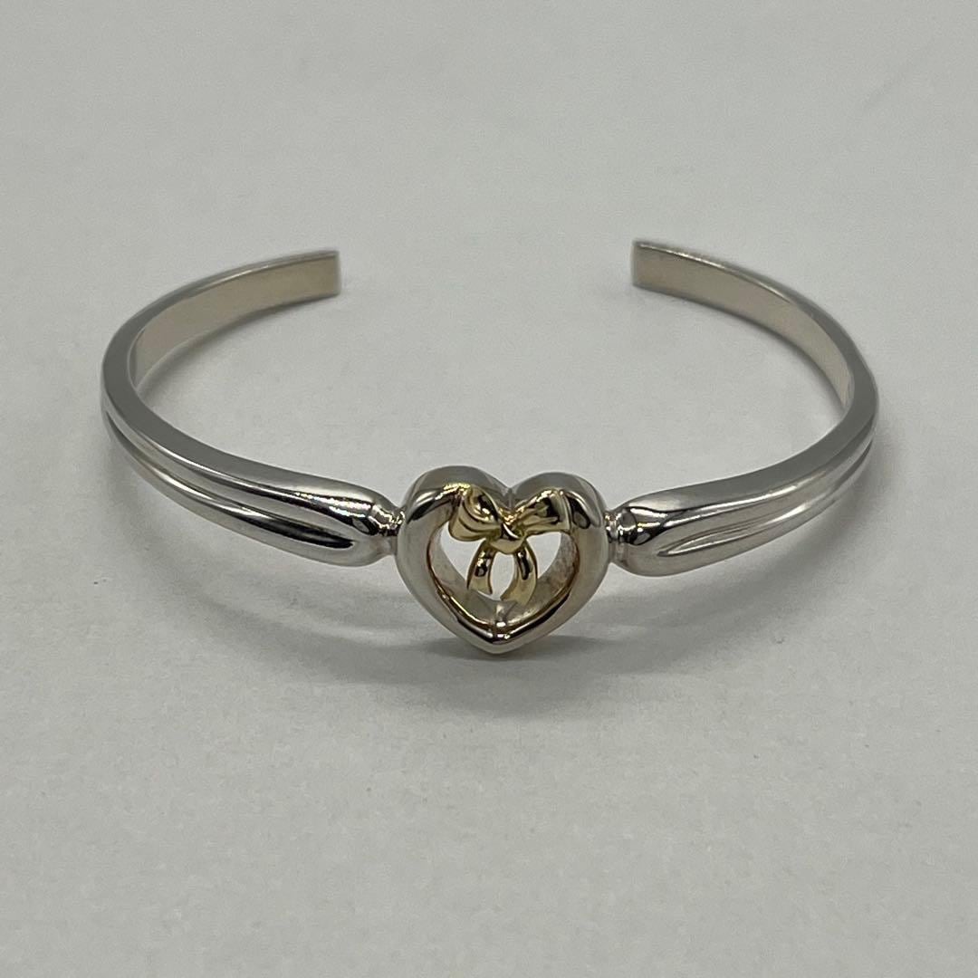 ティファニー TIFFANY ハート リボン バングル SV YG コンビ 希少