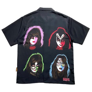 KISS member print open collar music shirt