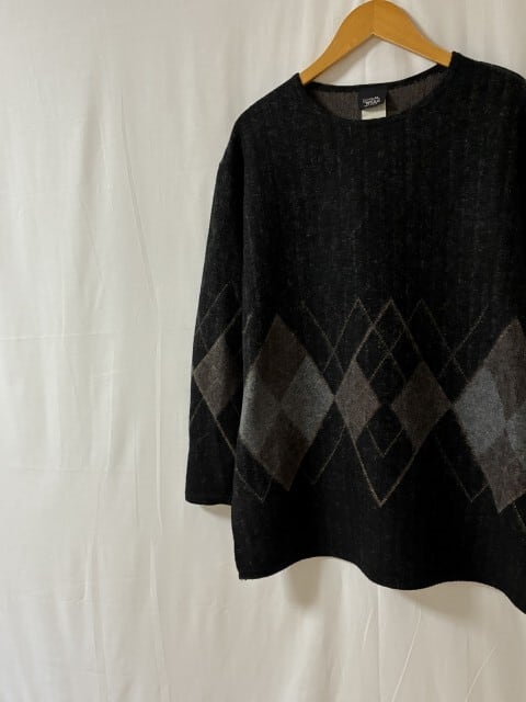 1980's Argyle Pattern Long Sleeve Cut and Sewn