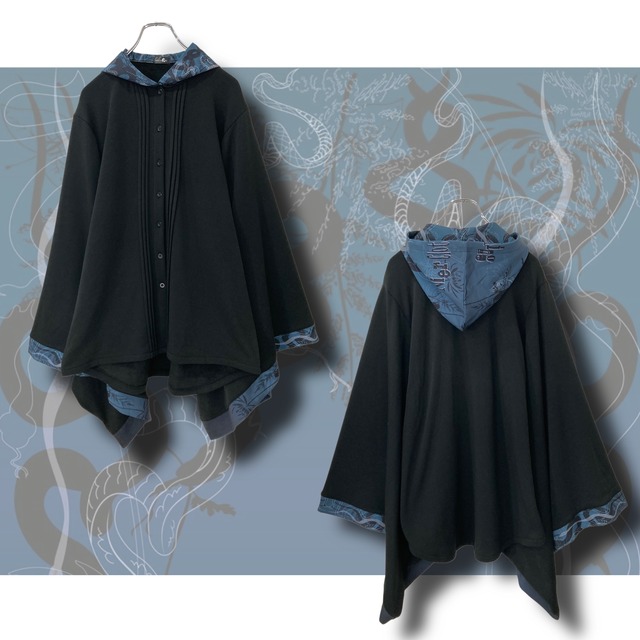 内側防寒着物風袖シャツ【和柄蛇】