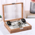 腕時計収納ケース 10本用 ガラス蓋 ウォッチボックス 時計ケース 天然素材 取り外し可能クッション ディスプレイケース