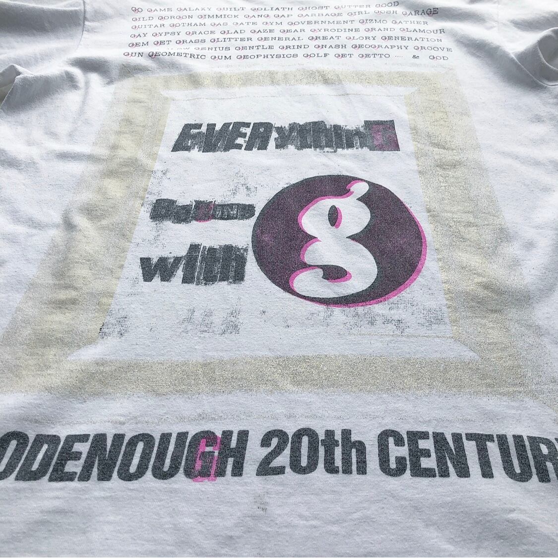 90s 初期goodenough フレーム箔プリント Tシャツ 白 表記 (L