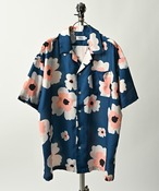 ATELANE Flower print short-sleeved open shirt (BLU) 26A-15020