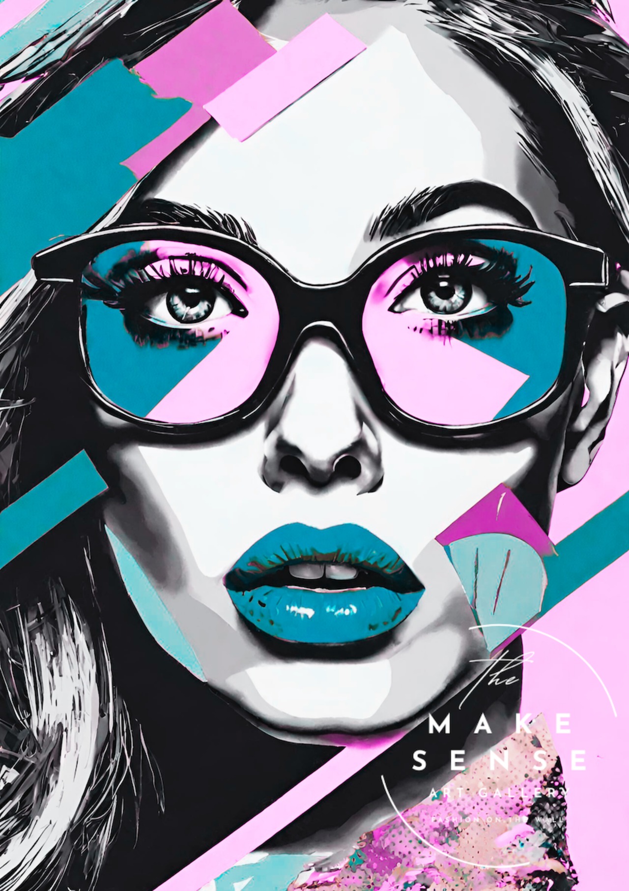 Galactic｜女性肖像×アブストラクトの都会的アートポスター｜くすみカラーが映える洗練インテリア・額縁付き国内生産A2ポスター