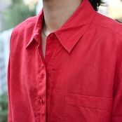 hole design linen shirt red