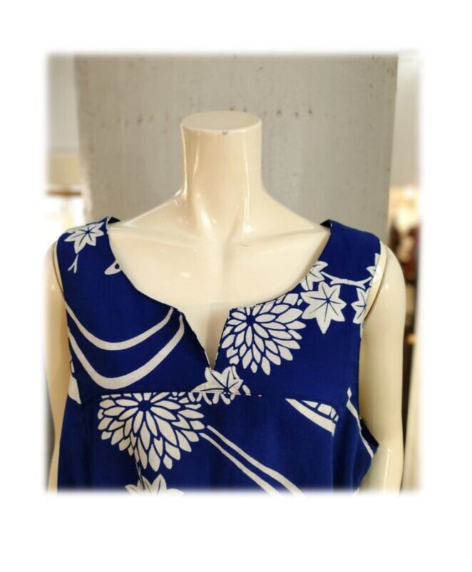 468 1点物 テントラインワンピース 青い浴衣 ジャンパースカート 浴衣