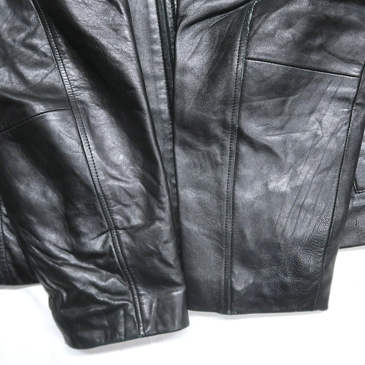 古着 JOHN ASHFORD 本革 レザー ジャケット ブルゾン ブラック 表記：L