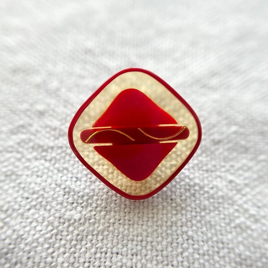 ●『2個セット』スクエア ウェーブゴールド×クリアレッド 19㎜