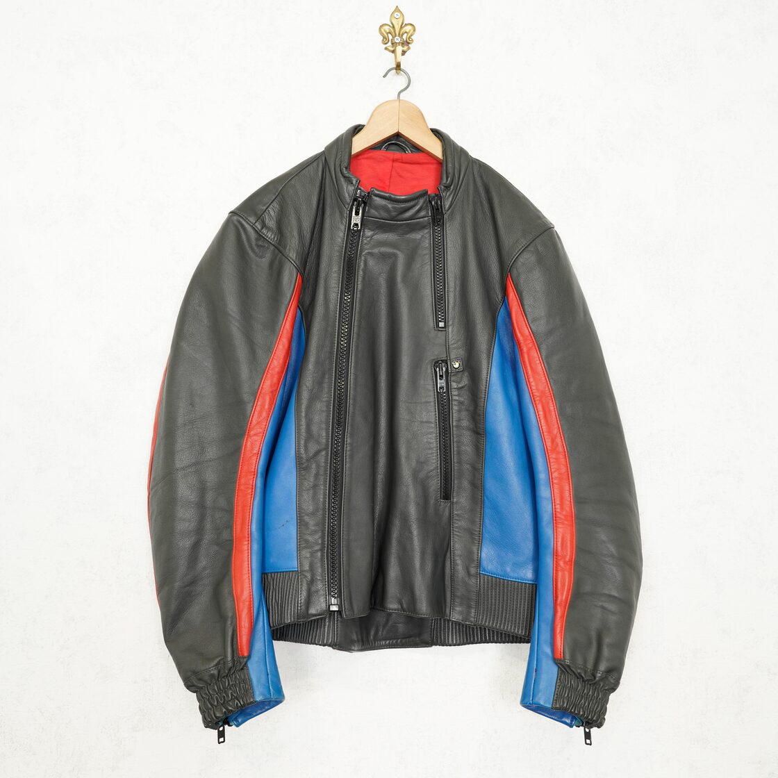EU VINTAGE BMW ZIP DESIGN LEATHER RACING JACKET/ヨーロッパ古着 