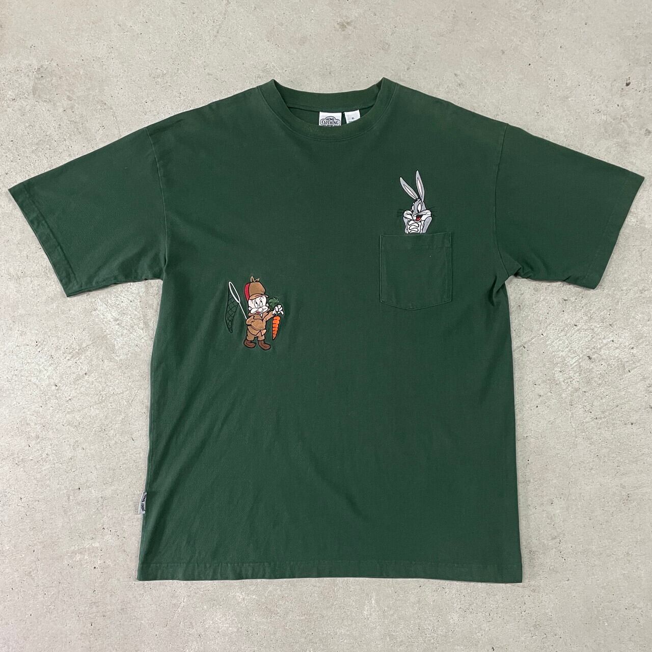90年代 ルーニーテューンズ キャラクター刺繍 ポケットTシャツ メンズ 