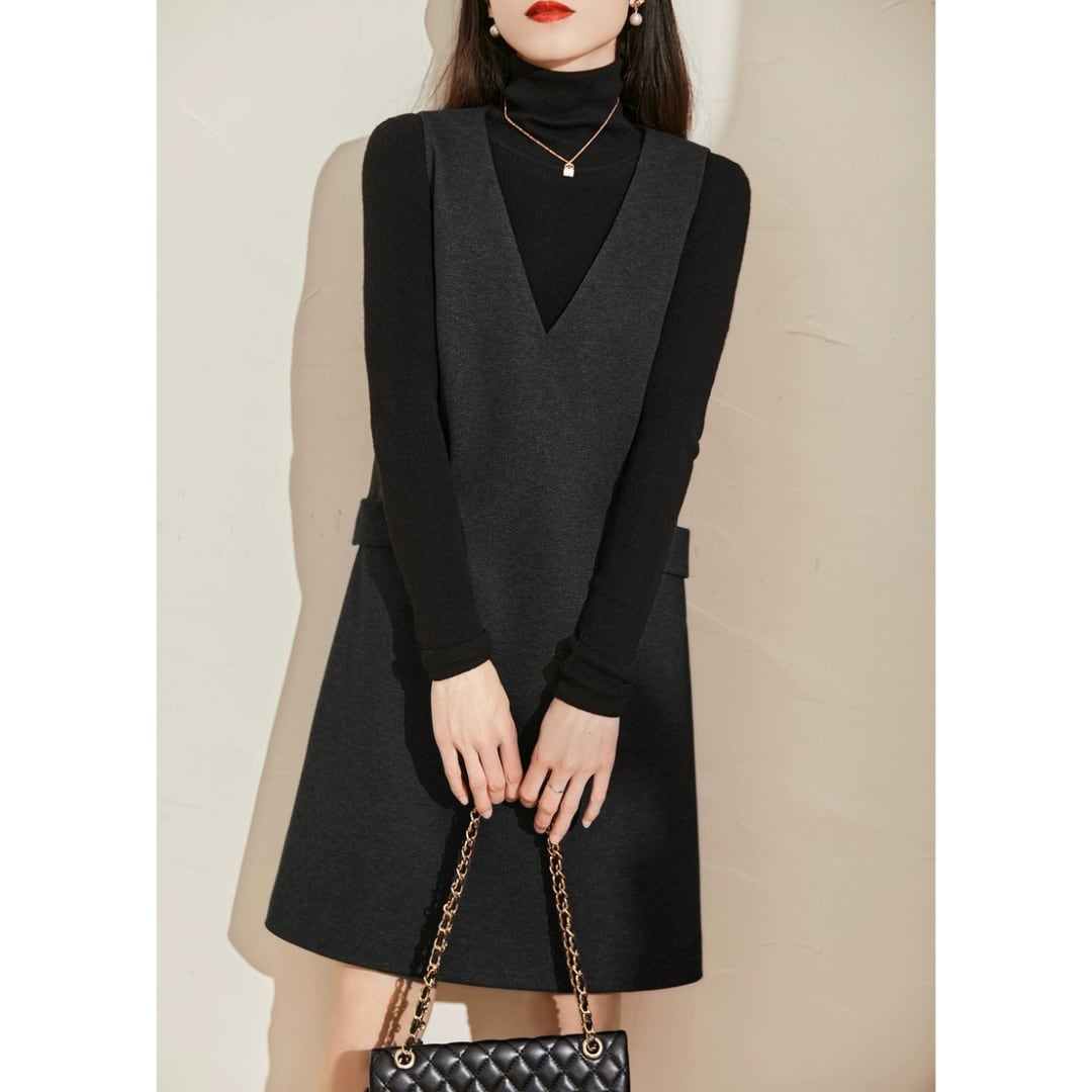 Vネックジャンパースカート_r000938