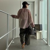 ピンストライプトラックスPT/ブラウン