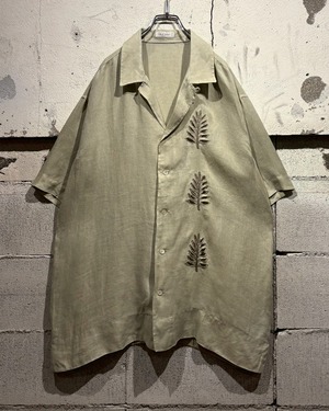 【Caka otto】 “byblos” Leaf Motif Cut Out Design Vintage S/S Open Collar Shirt