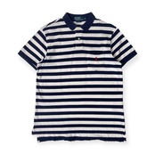 Polo by Ralph Lauren ラルフローレン CUSTOM FIT ボーダー 鹿の子 半袖 ポロシャツ L/ネイビー×ホワイト メンズ