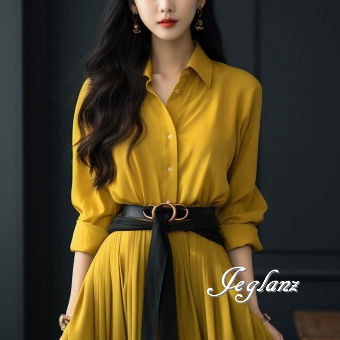 2色 シャツ ワンピース ドレス ロング丈 きれいめ シンプル派 ♪(M4977)γα