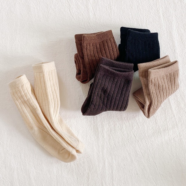 【即納】ベーシックカラーのクルーソックス 5足セット