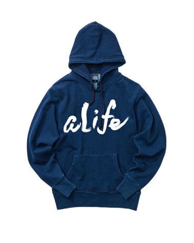 「aLife」筆字LOGO PARKA / INDIGO