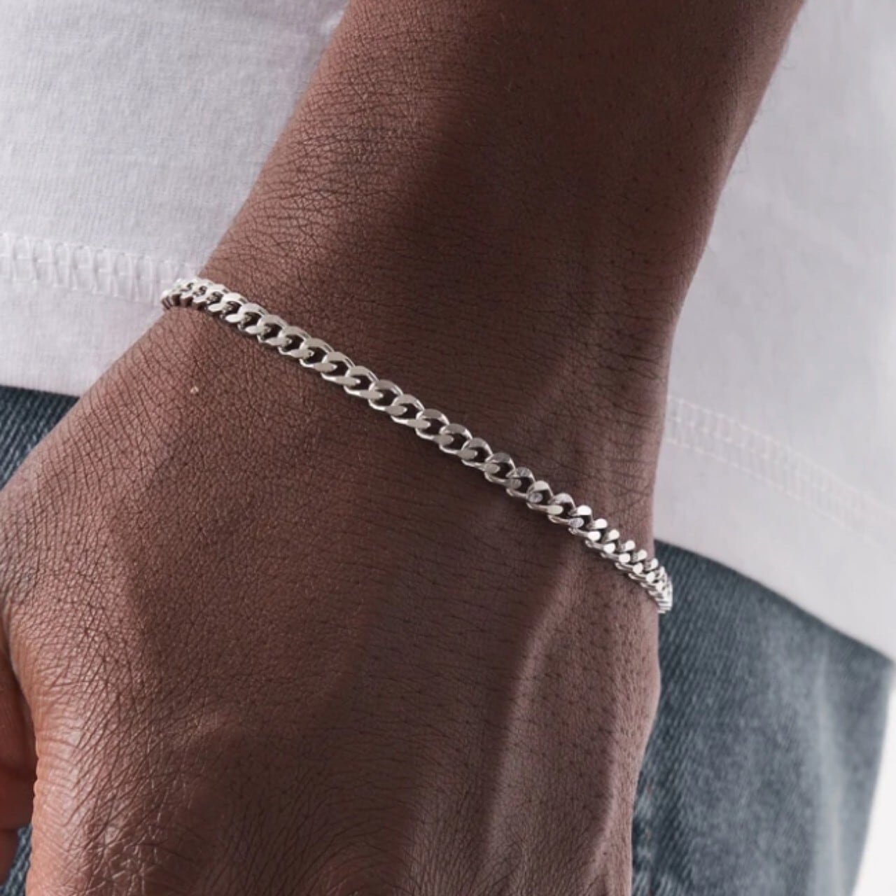 Miami Chain Link Bracelet 【4mm/SILVER】 | Glitter