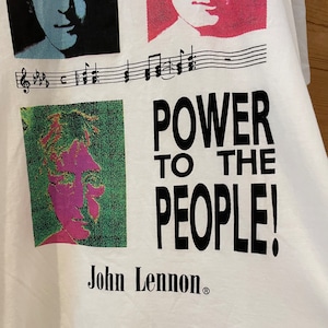 【JOHN LENNON】80s 90s 希少 日本企画 プリント Tシャツ シングルステッチ ビンテージ ジョンレノン ビートルズ L 古着