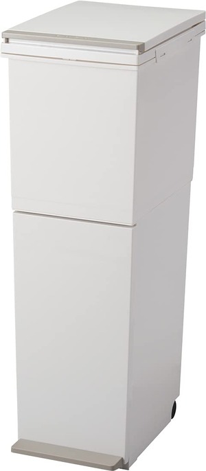 【人気】アスベル フタ付きゴミ箱 リビング 38L 20L+18L 分別 ペダル2段スリム パッキン付 ホワイト 日本製